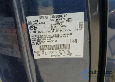 2004 Ford F150 from USA, damaged, VIN 1FTRX12574KD66159